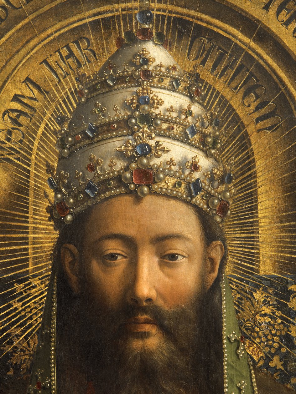 Detalle de Dios Padre, tabla central del Retablo de Gante (óleo sobre tabla) de Hubert & Jan van (1390 1441) Eyck