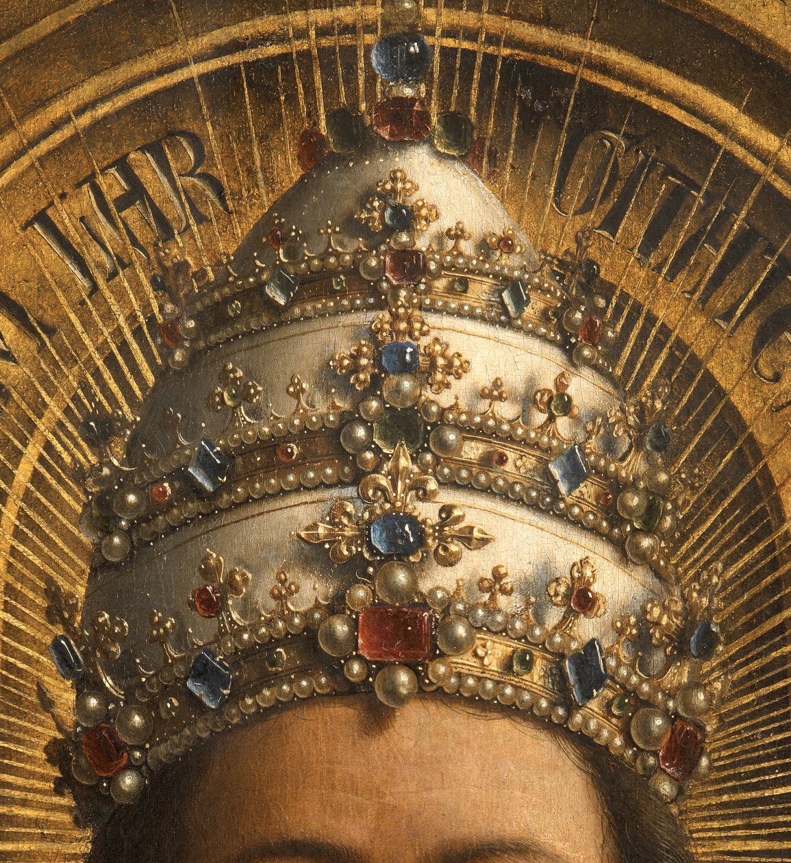 Detalle de Dios Padre, tabla central del Retablo de Gante (óleo sobre tabla) de Hubert & Jan van (1390 1441) Eyck