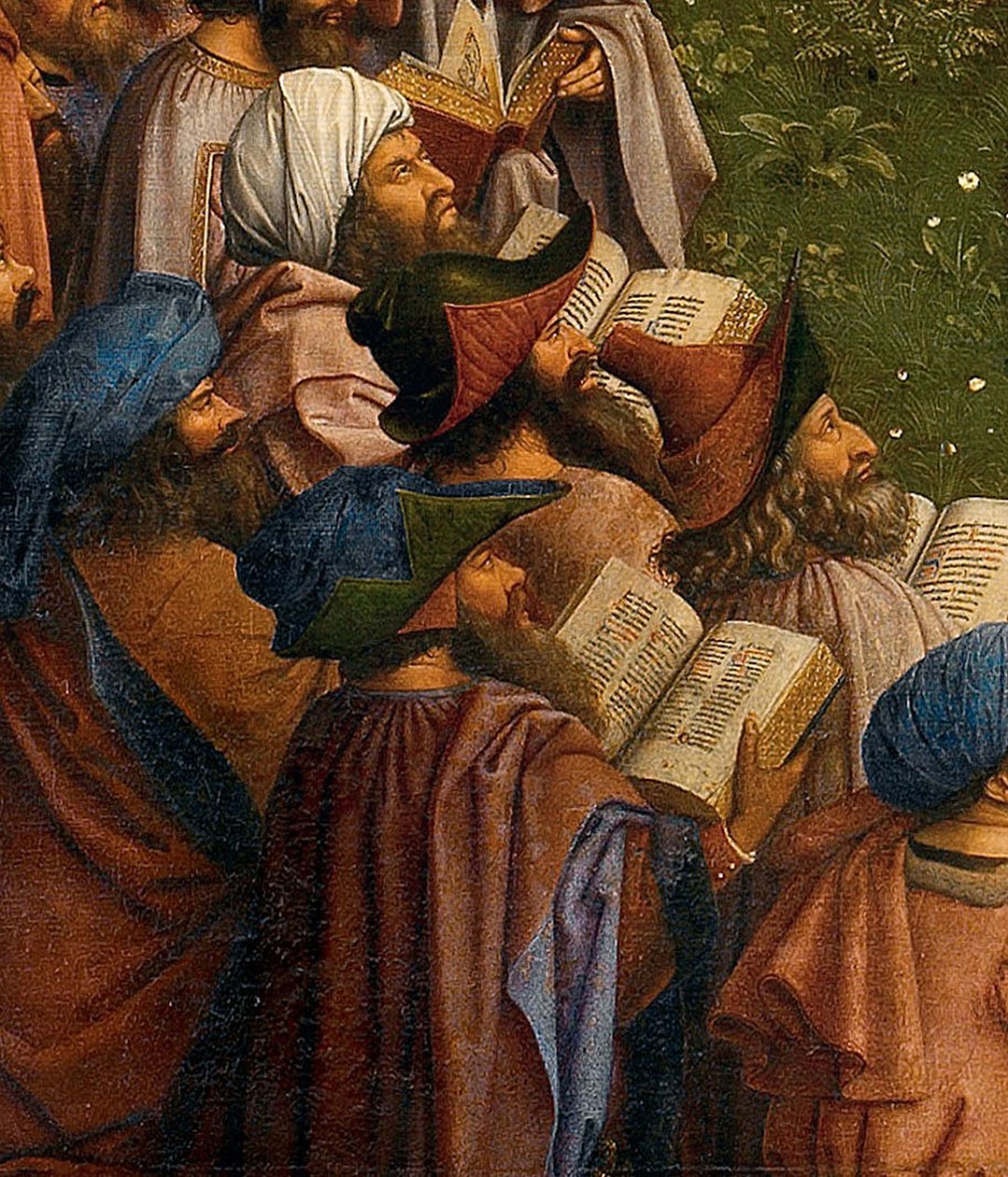 Detalle de La Adoración del Cordero Místico, del Retablo de Gante, mitad inferior del panel central de Hubert & Jan van (1390 1441) Eyck