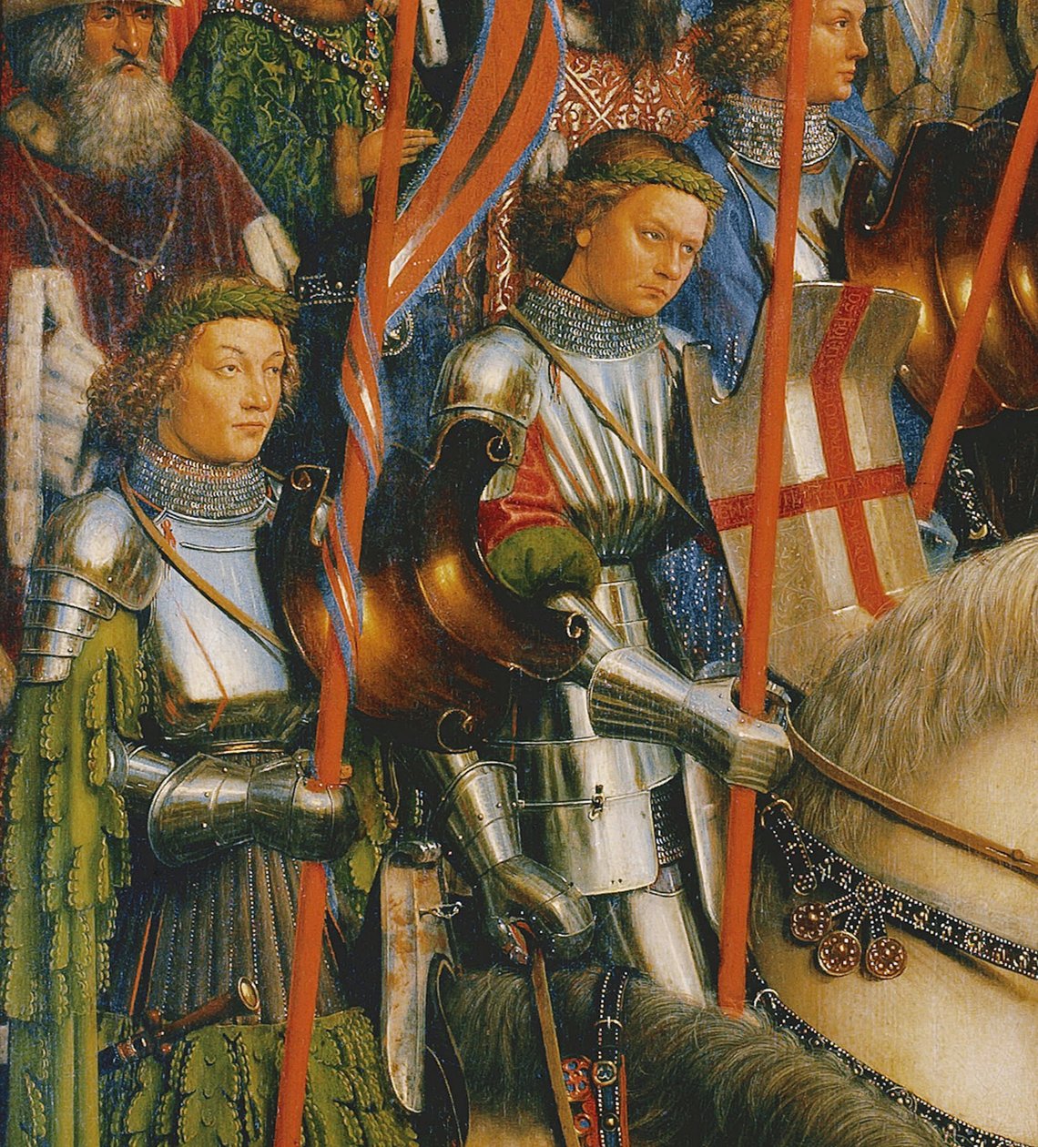 Detalle de Los caballeros de Cristo, del lado izquierdo del Retablo de Gante de Hubert & Jan van (1390 1441) Eyck