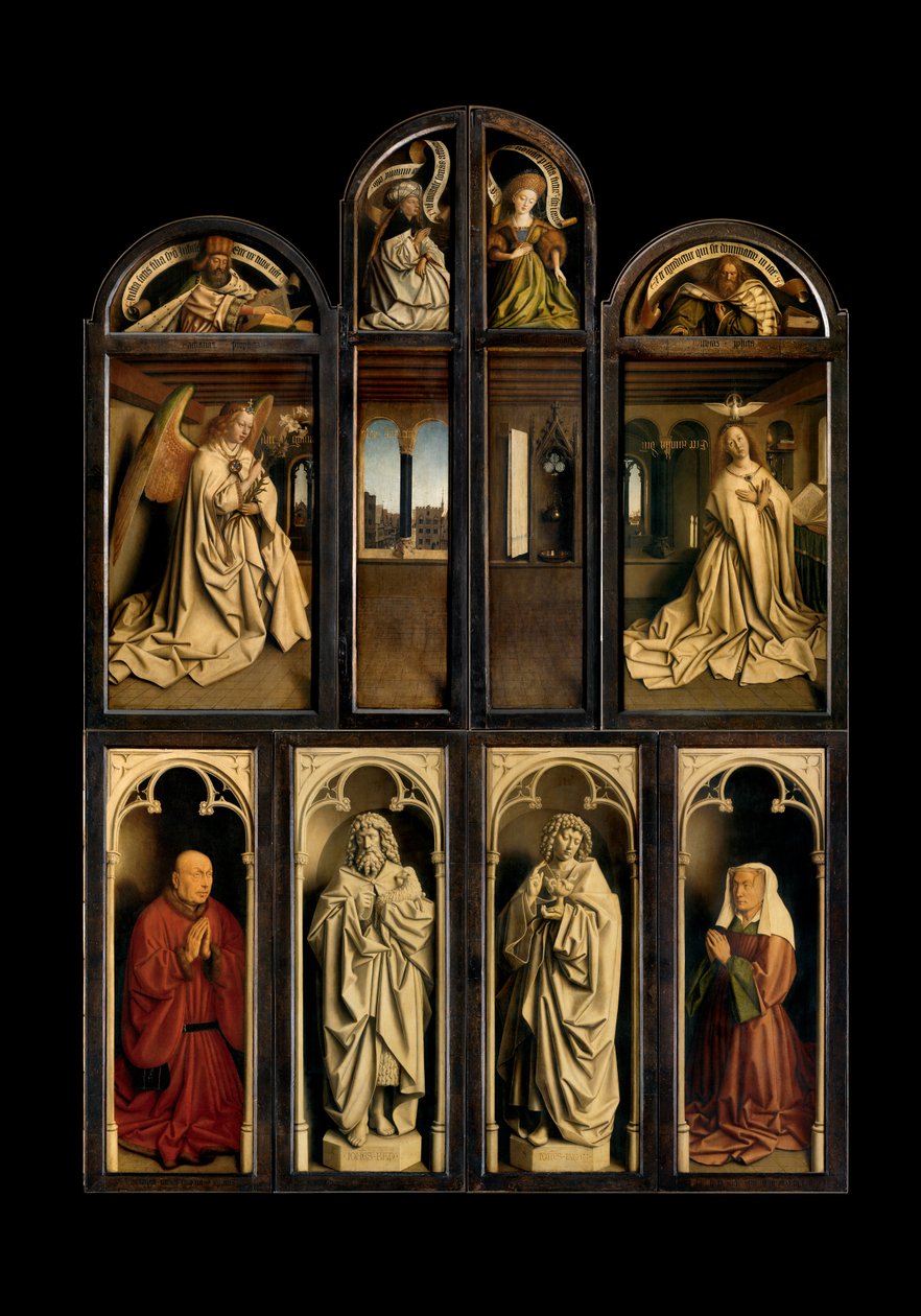 Exterior de los paneles izquierdo y derecho del Retablo de Gante de Hubert & Jan van (1390 1441) Eyck