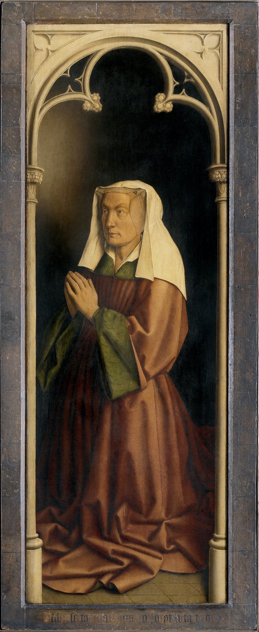 Lysbette Borluut, detalle del Retablo de Gante, cerrado (óleo sobre tabla) de Hubert & Jan van (1390 1441) Eyck