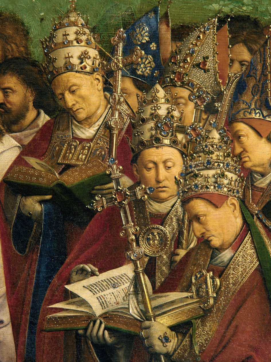La Adoración del Cordero Místico, del Retablo de Gante, detalle de la mitad inferior del panel central de Hubert & Jan van (1390 1441) Eyck
