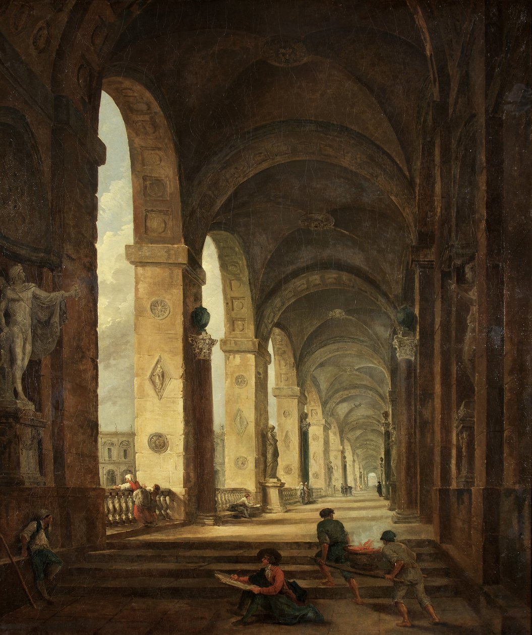 Un capricho de la arquitectura romana, c.1775 de Hubert Robert