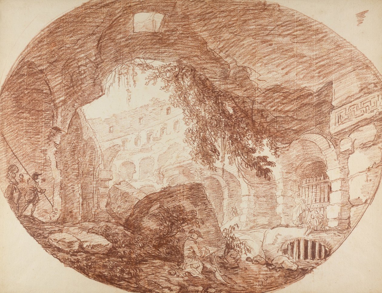 Un artista sentado en las ruinas del Coliseo, c.1759 de Hubert Robert