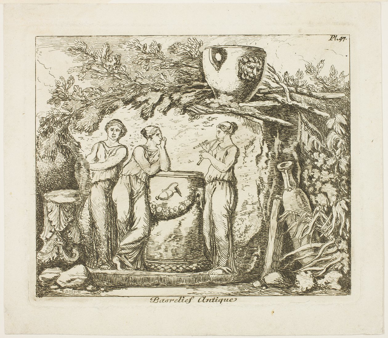 Antiguo bajorrelieve de Hubert Robert
