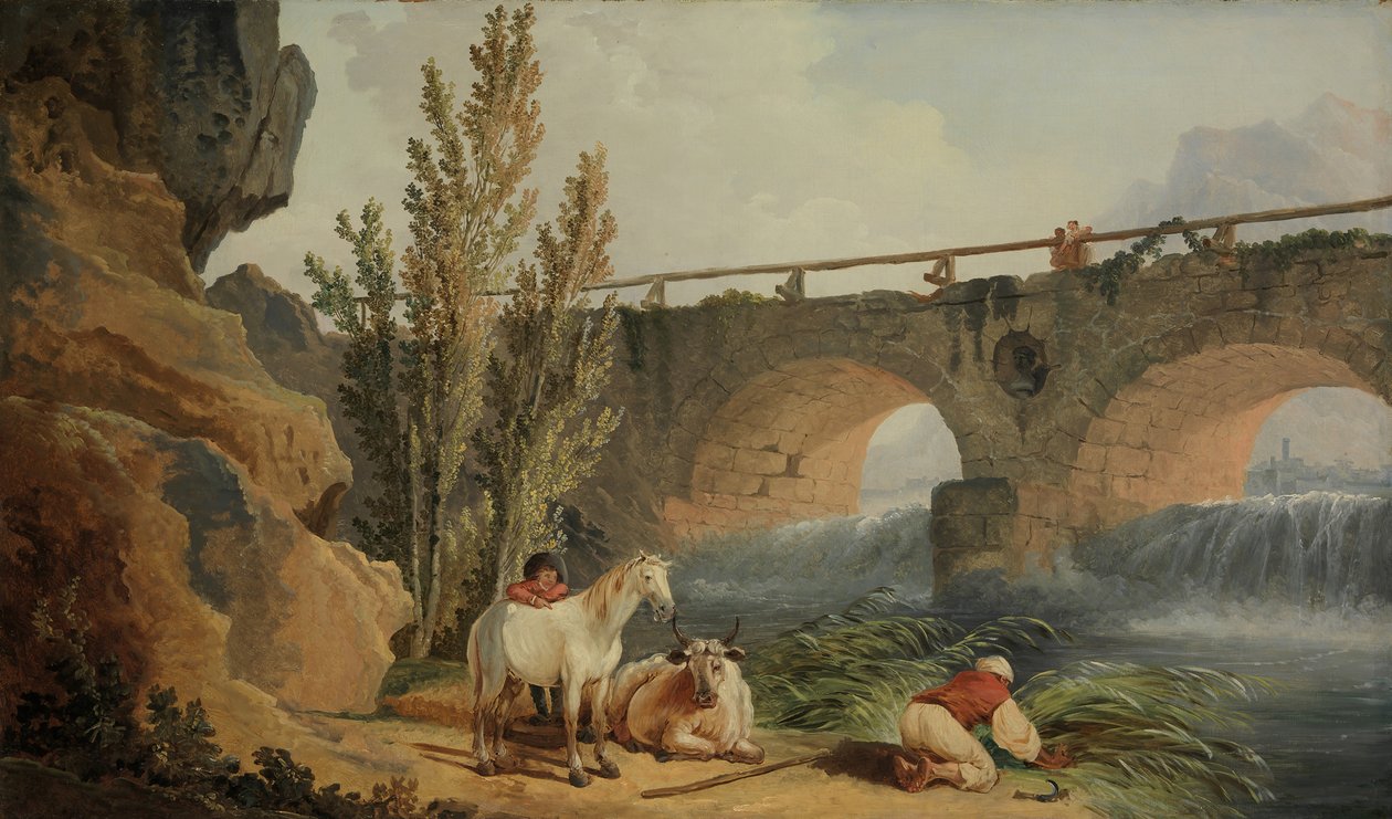 Puente sobre una cascada de Hubert Robert