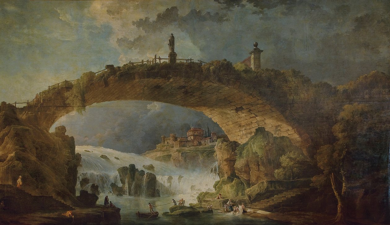 Puente sobre las cataratas de Hubert Robert