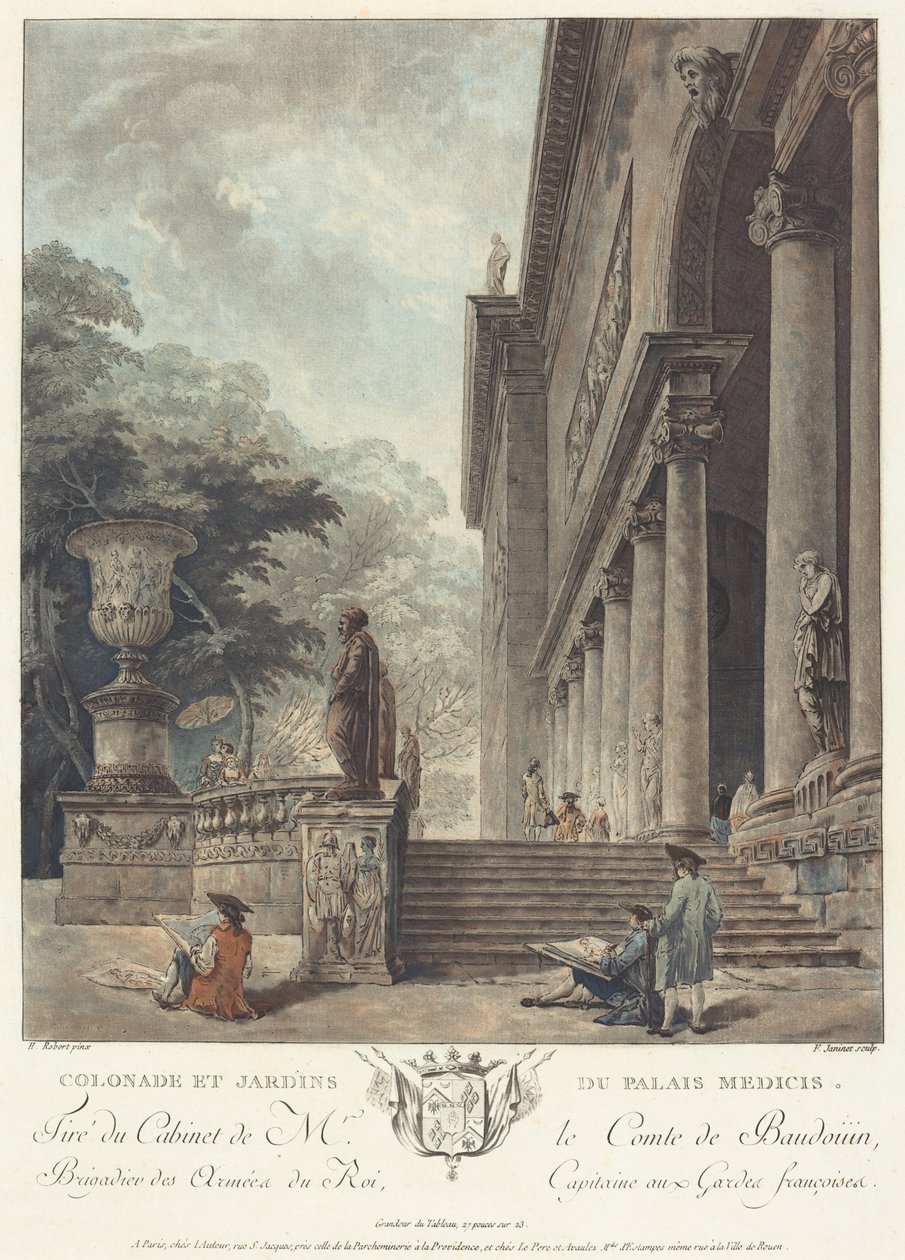 Candelabro y jardines del Palacio de los Médici (Colonnade and Gardens of the Medici Palace) de Hubert Robert