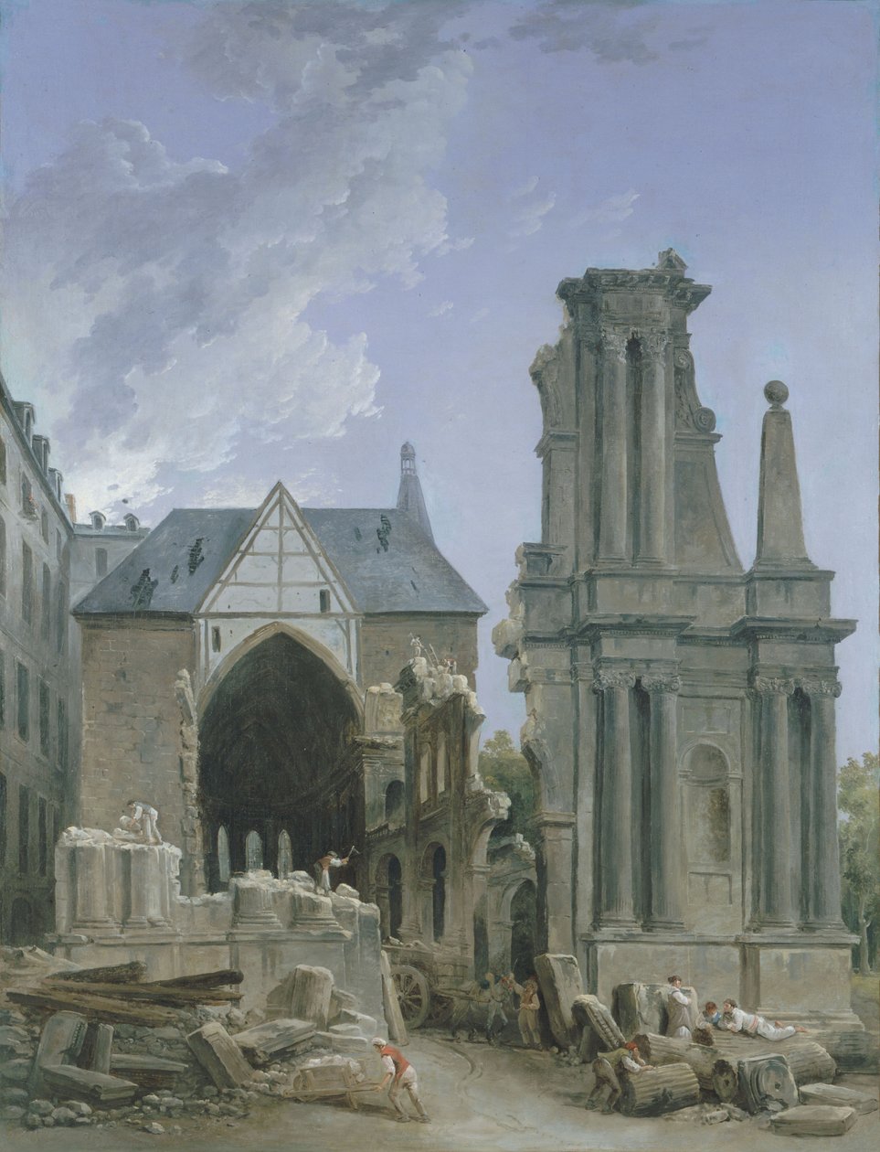 Demolición de la iglesia de los Feuillants en la calle Saint Honore, hacia 1804 (óleo sobre lienzo) de Hubert Robert