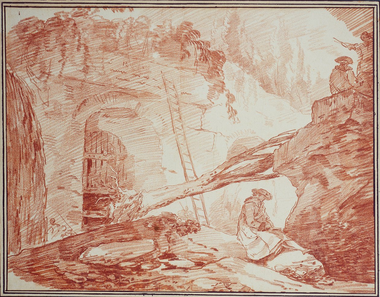 Dibujante entre las ruinas del Palatino de Hubert Robert