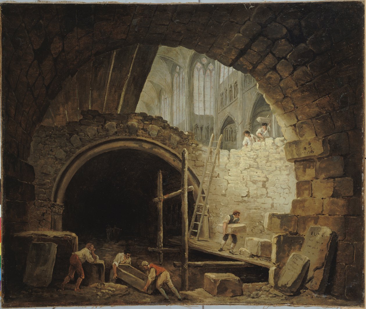Francés: La Violation des caveaux des rois dans la basilique de Saint-Denis, en octobre 1793 Saqueo de tumbas reales en la basílica de Saint-Denis, octubre de 1793 de Hubert Robert