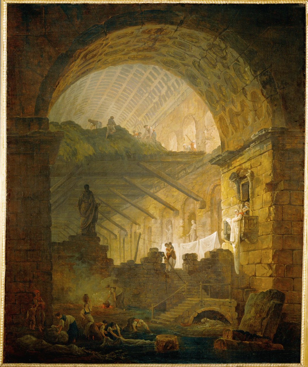 Galerie en ruine (pintura sobre lienzo) de Hubert Robert
