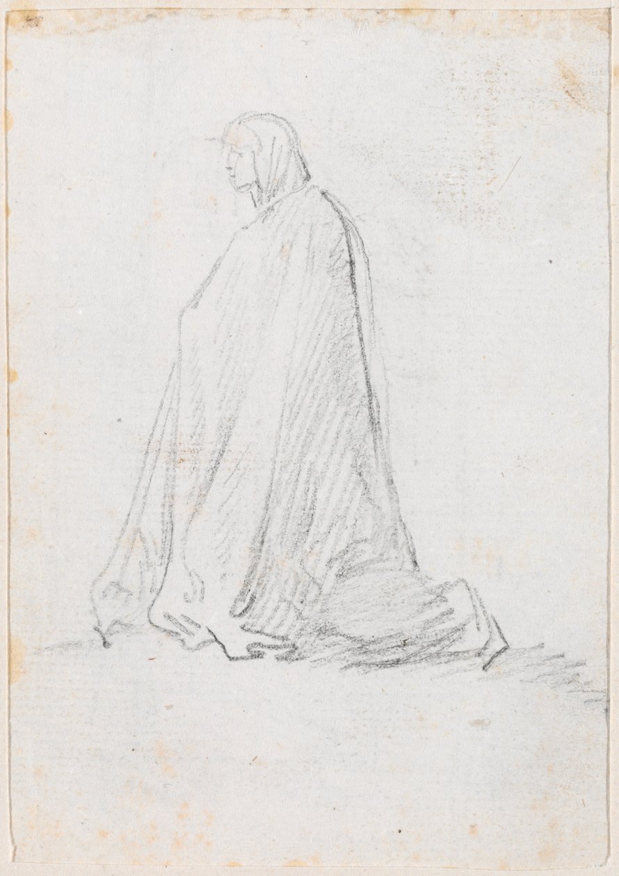 Figura arrodillada con túnica con capucha de Hubert Robert