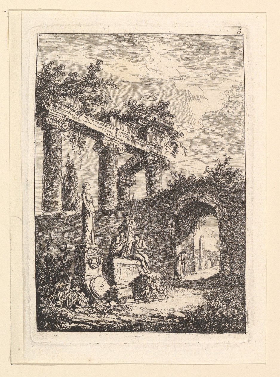 La Estatua Frente a las Ruinas de Hubert Robert
