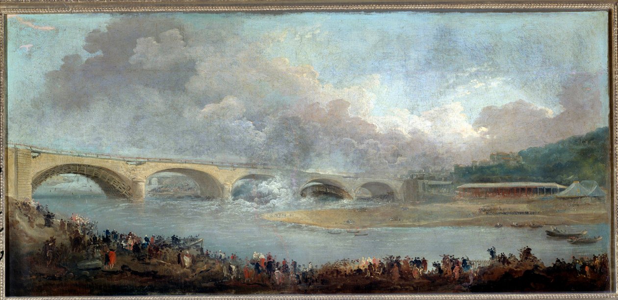 Le decintrement du pont de Neuilly le 22/09/1772 de Hubert Robert