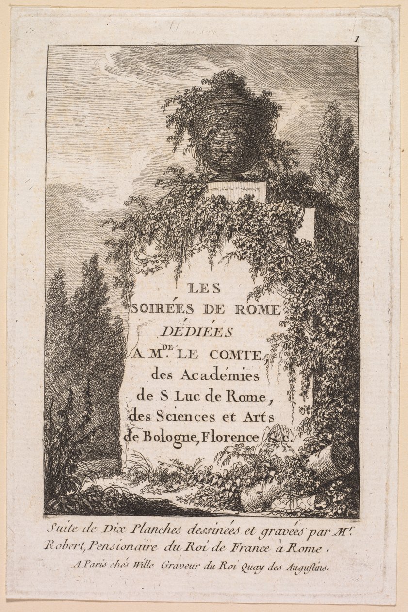 Las noches de Roma: Página de título de Hubert Robert
