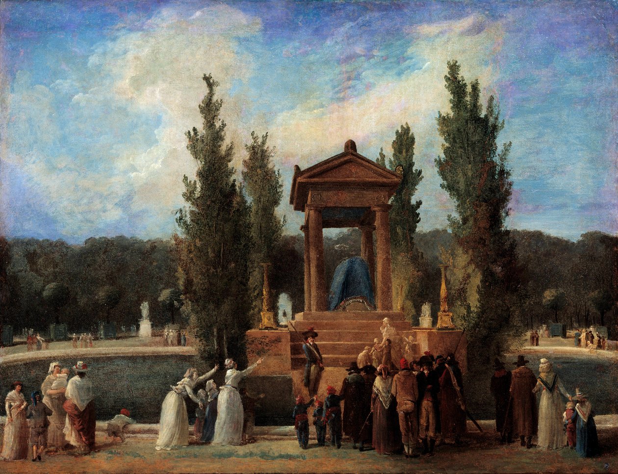 Monumento elevado en las Tullerías en honor a Jean Jacques Rousseau el 10 de octubre de Hubert Robert