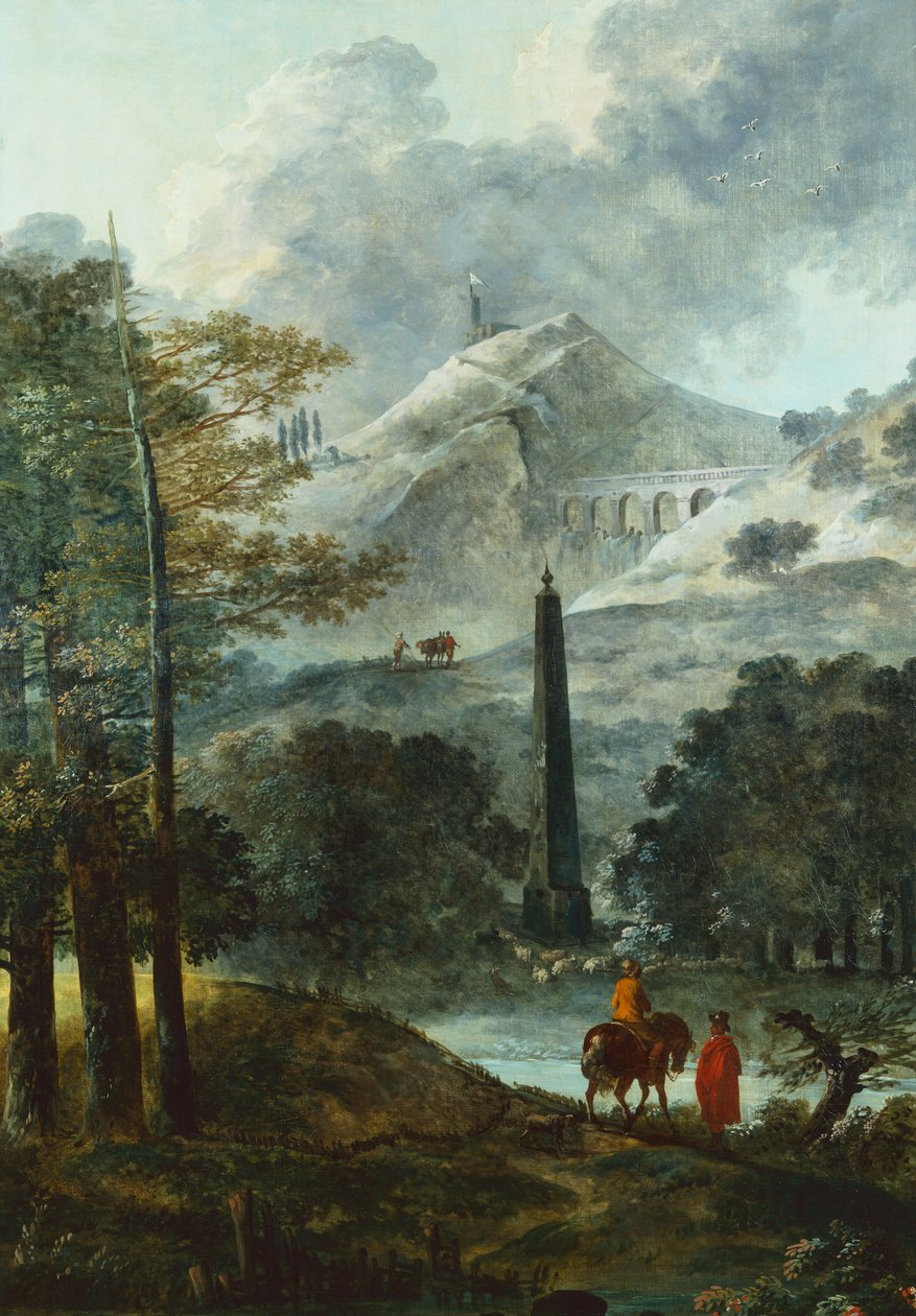 Paisaje Montañoso con un Obelisco de Hubert Robert