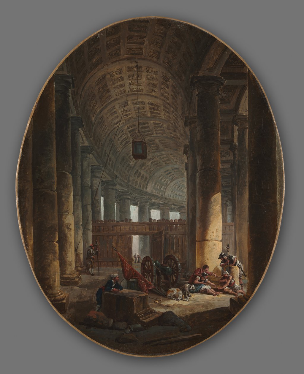 Par de pinturas: La columnata de San Pedro, Roma, durante el cónclave y La gruta..., c.1769 de Hubert Robert
