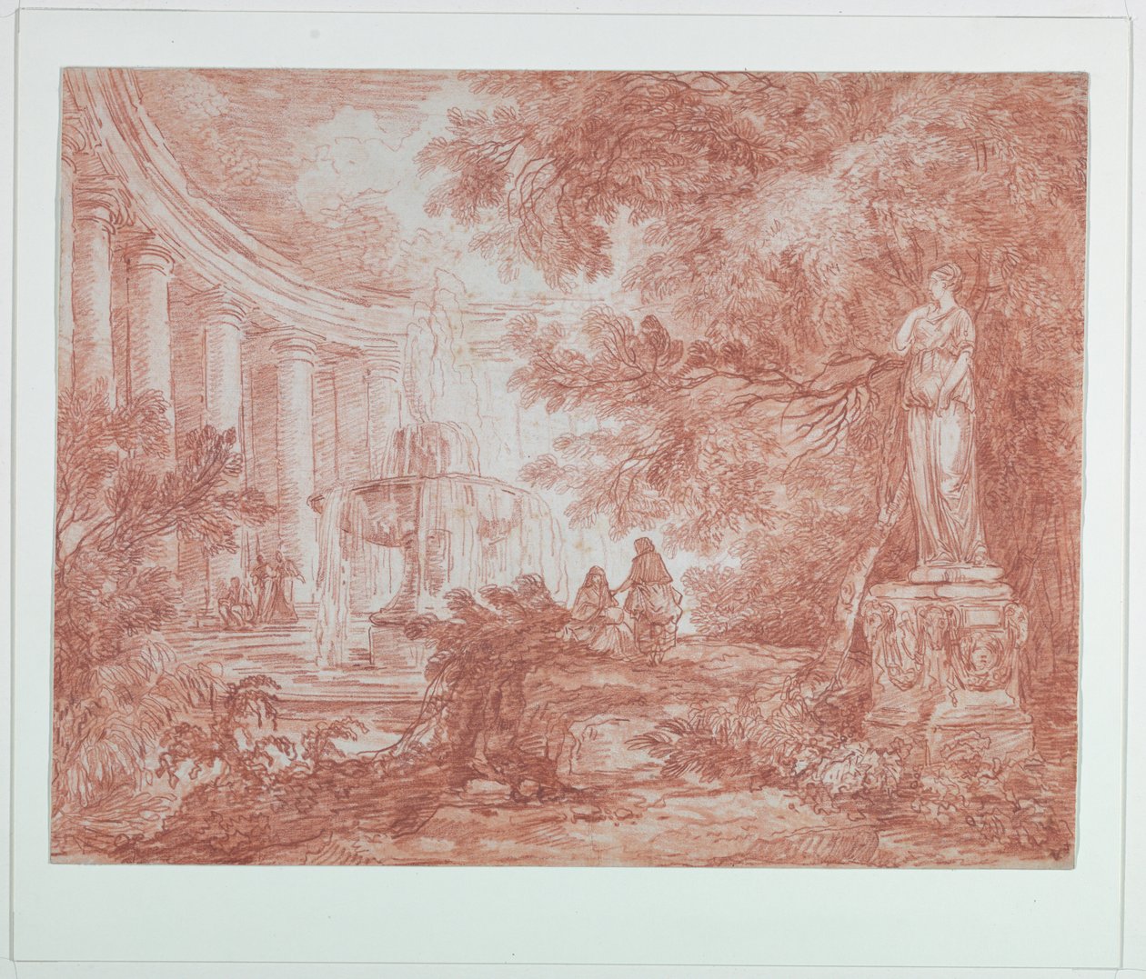 Parque con Fuente y Estatua de Hubert Robert