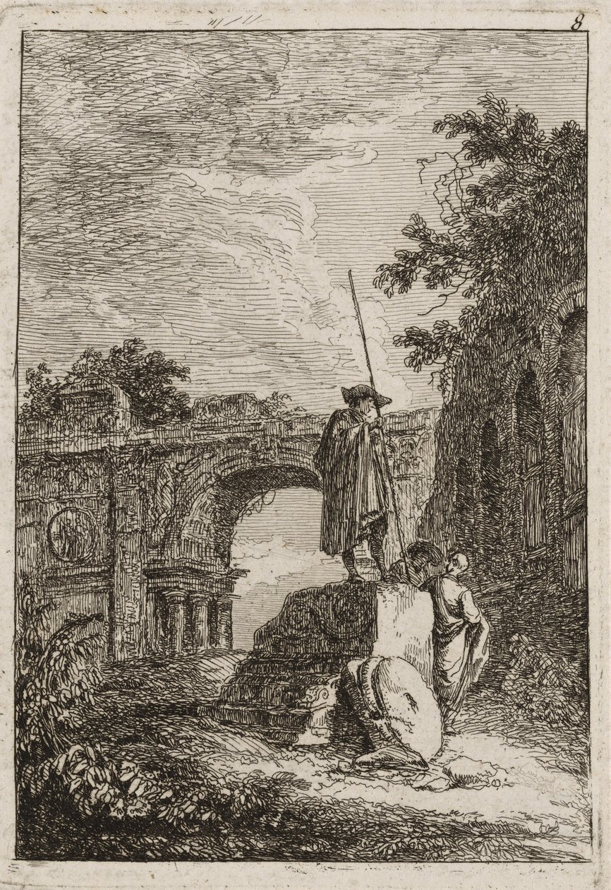 Placa Ocho de Noches en Roma, 1763-64 de Hubert Robert