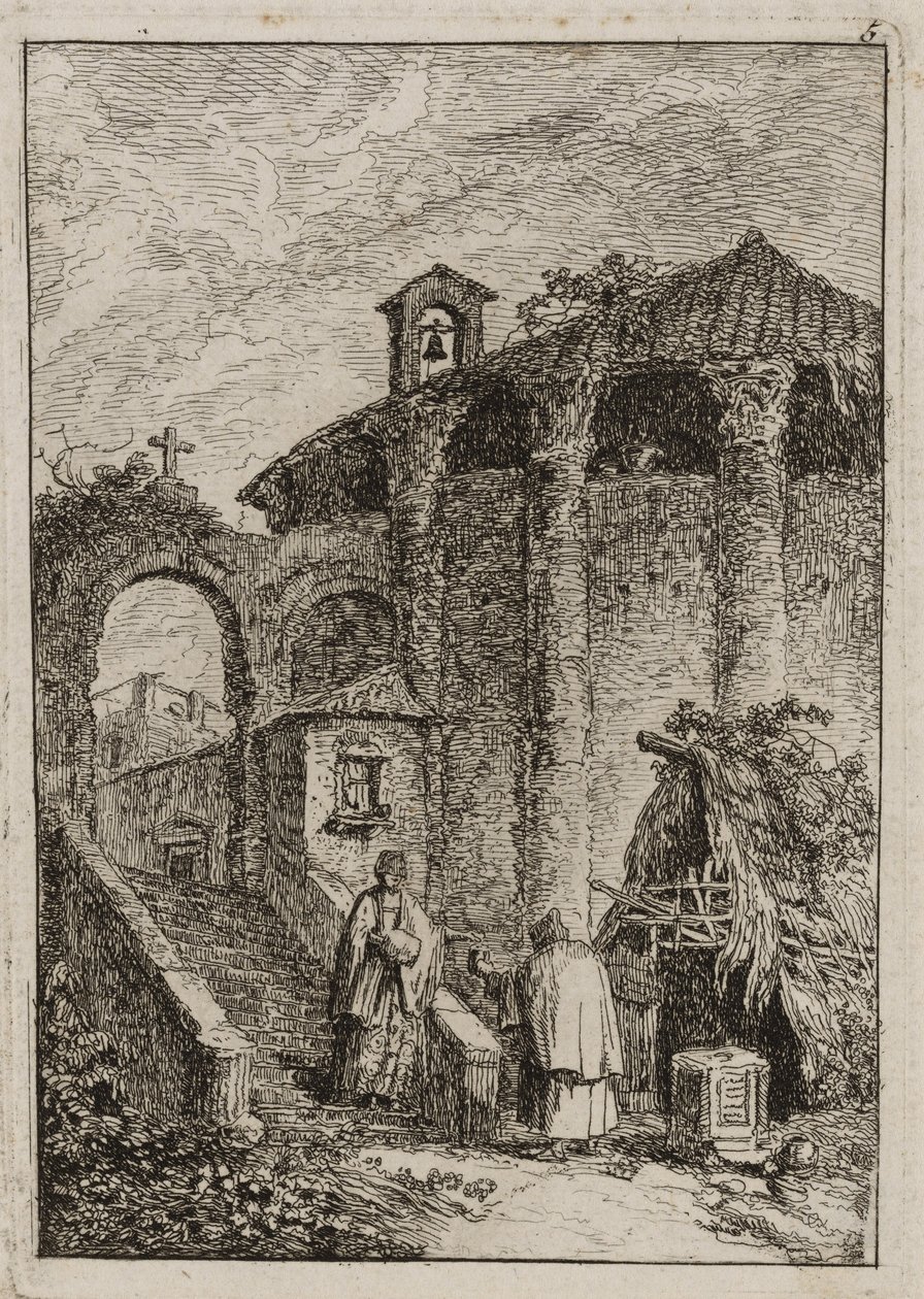 Placa Cinco de Tardes en Roma de Hubert Robert