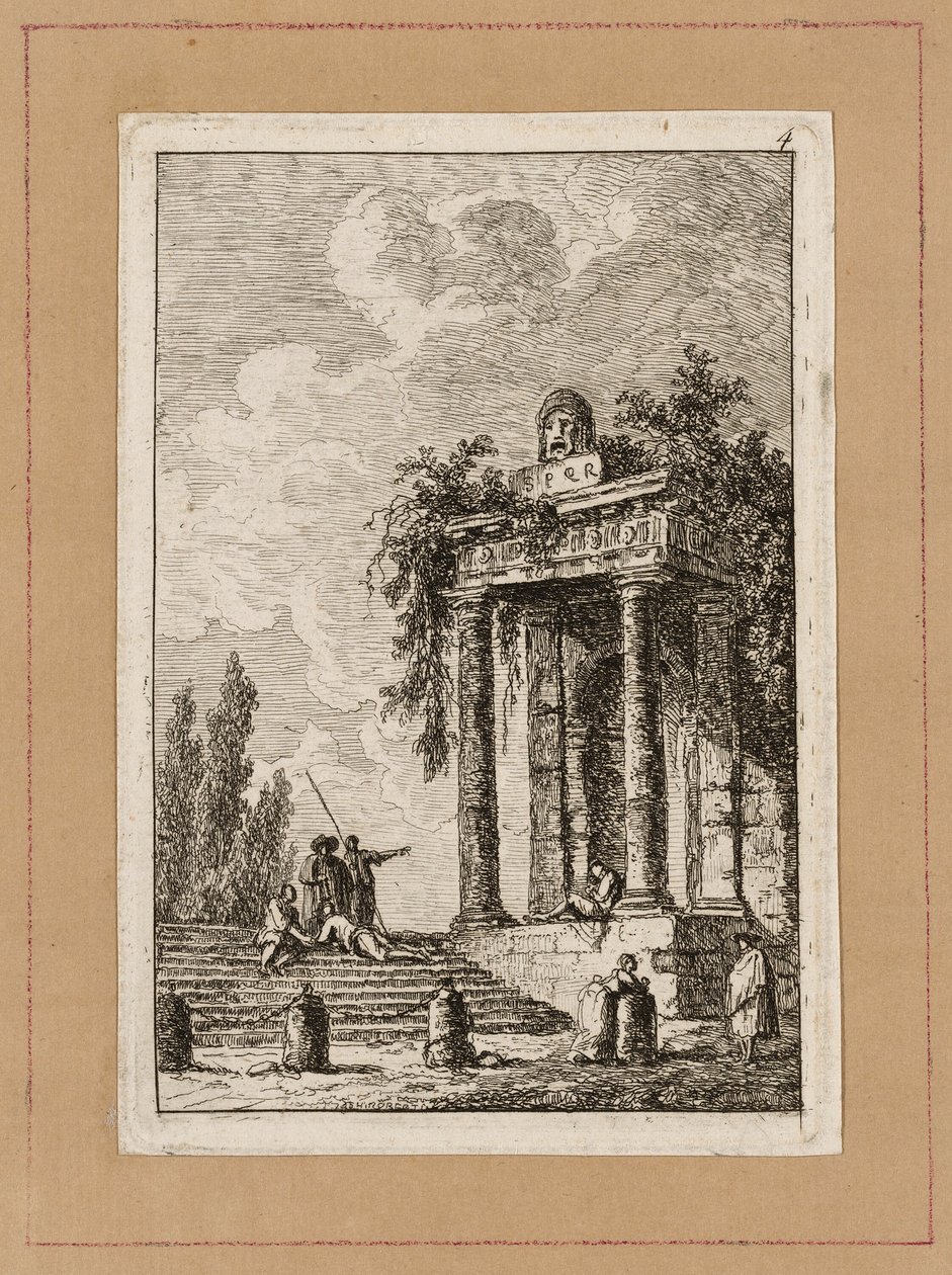 Placa cuatro de Noches en Roma de Hubert Robert