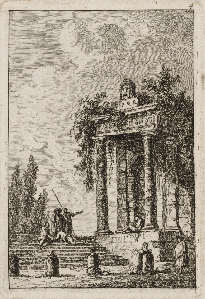 Placa Cuatro de Noches en Roma, 1763-64 de Hubert Robert