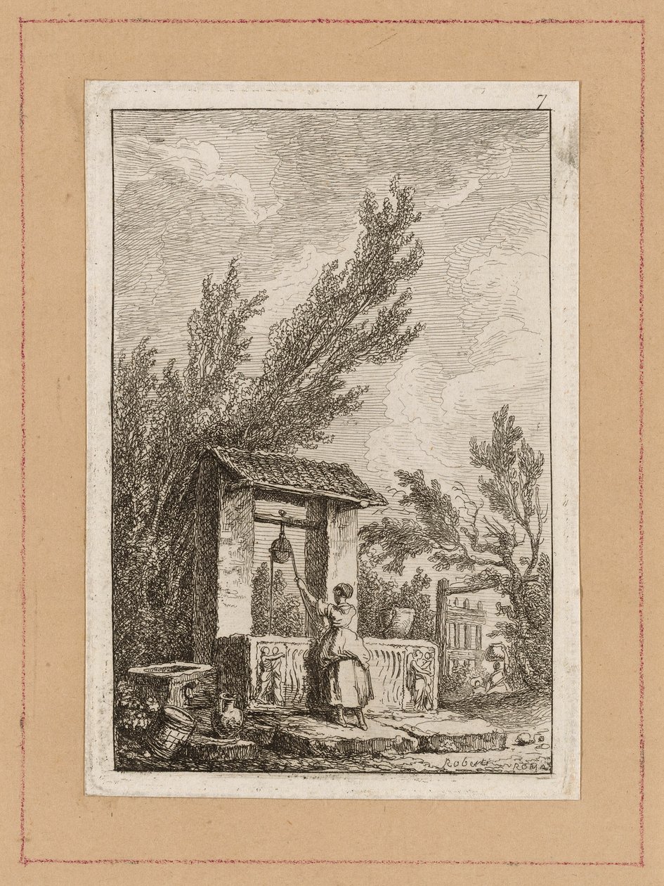 Placa Siete de Tardes en Roma de Hubert Robert
