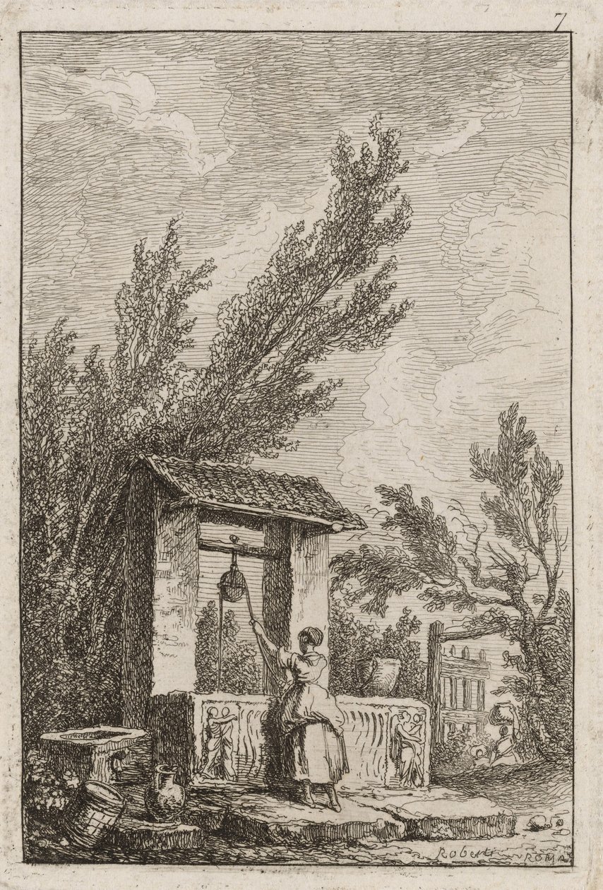Placa Siete de Noches en Roma de Hubert Robert
