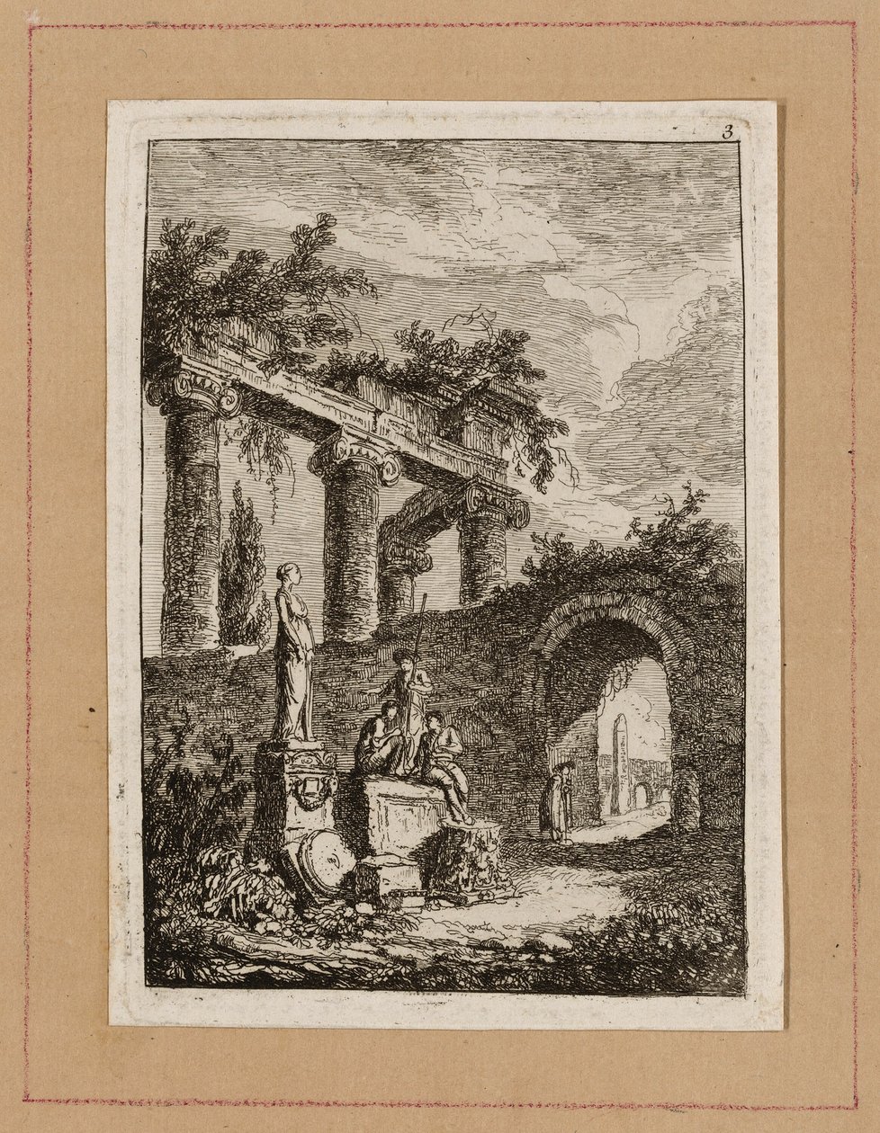 Placa tres de Noches en Roma de Hubert Robert