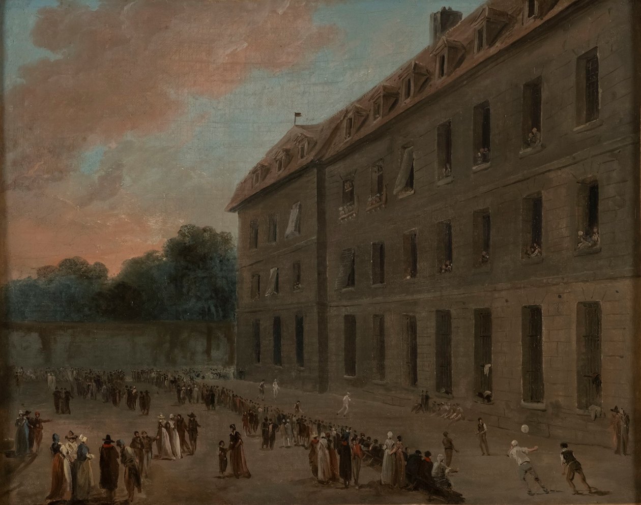 Recreo de los prisioneros en Saint-Lazare: el juego de pelota de Hubert Robert