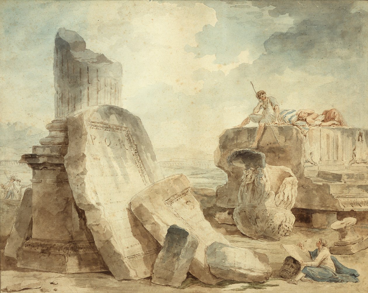 Ruinas con figuras de Hubert Robert
