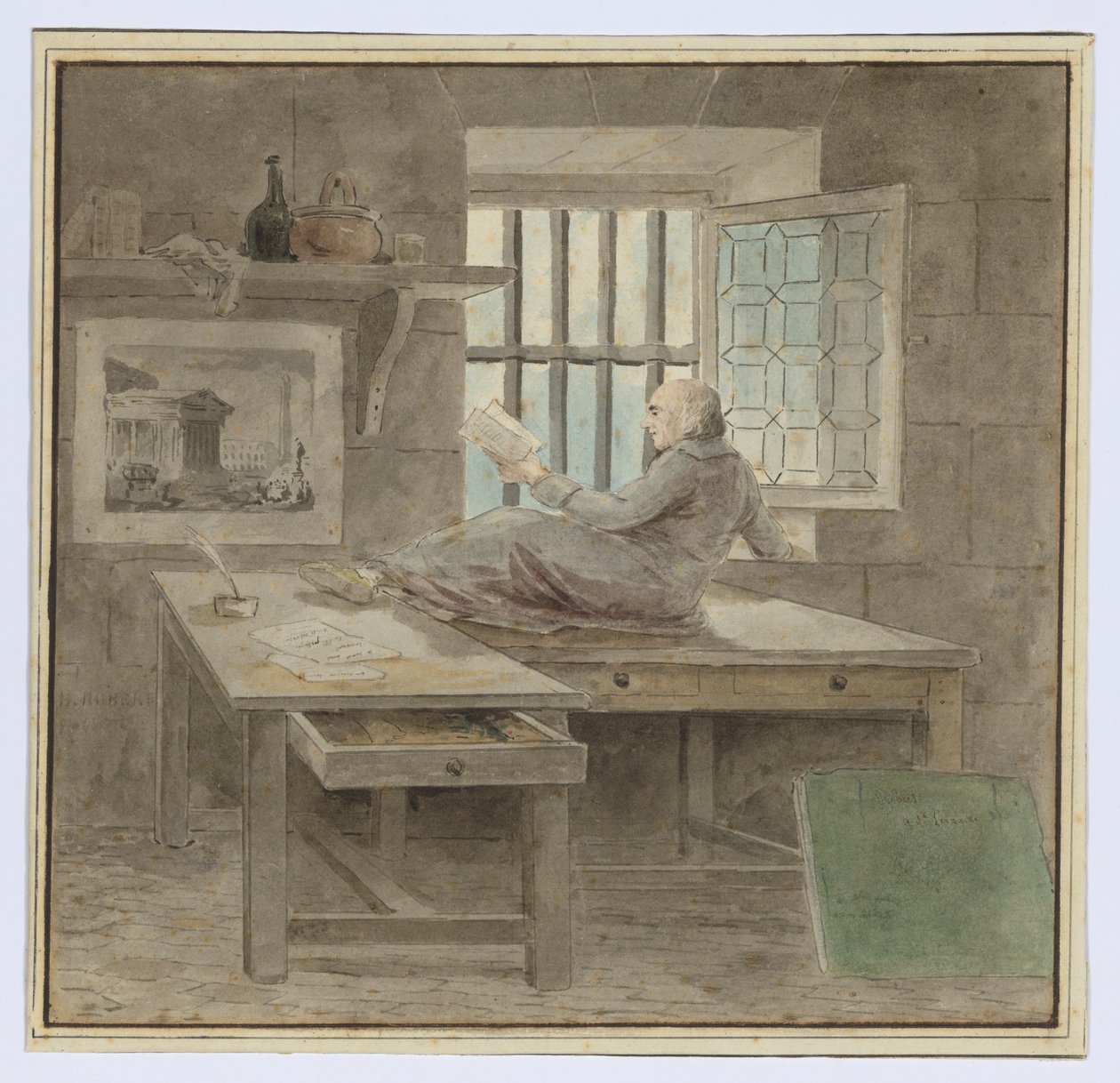 Autorretrato en la prisión de Saint-Lazare de Hubert Robert