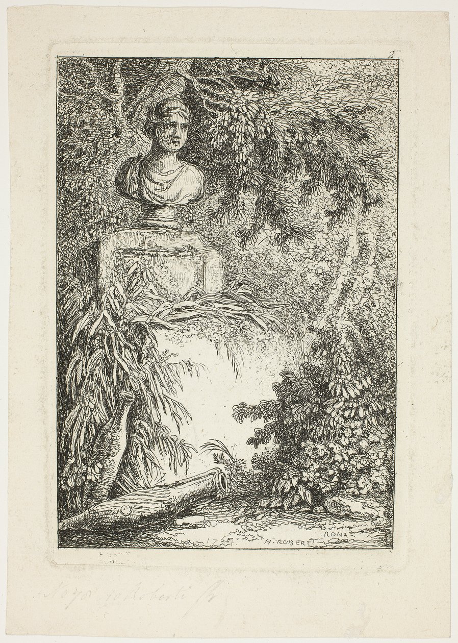 El Busto, lámina dos de Les Soirées de Rome de Hubert Robert