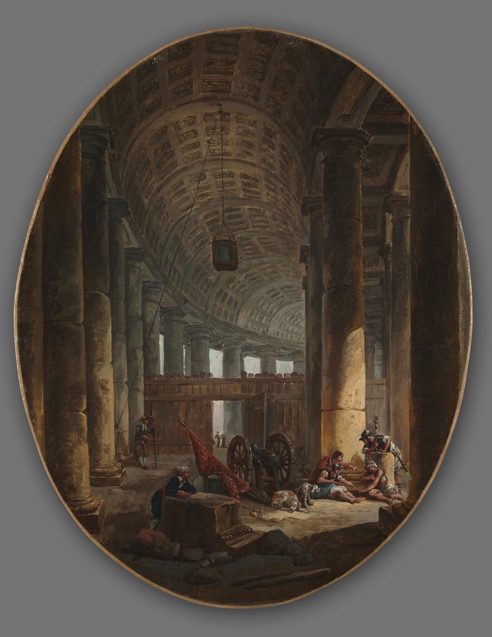 La columnata de San Pedro, Roma, durante el cónclave, c.1769 de Hubert Robert
