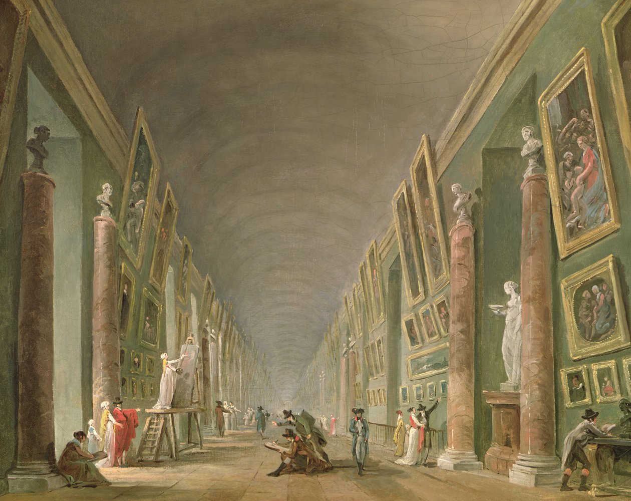 La Gran Galería del Louvre entre 1801 y 1805 de Hubert Robert