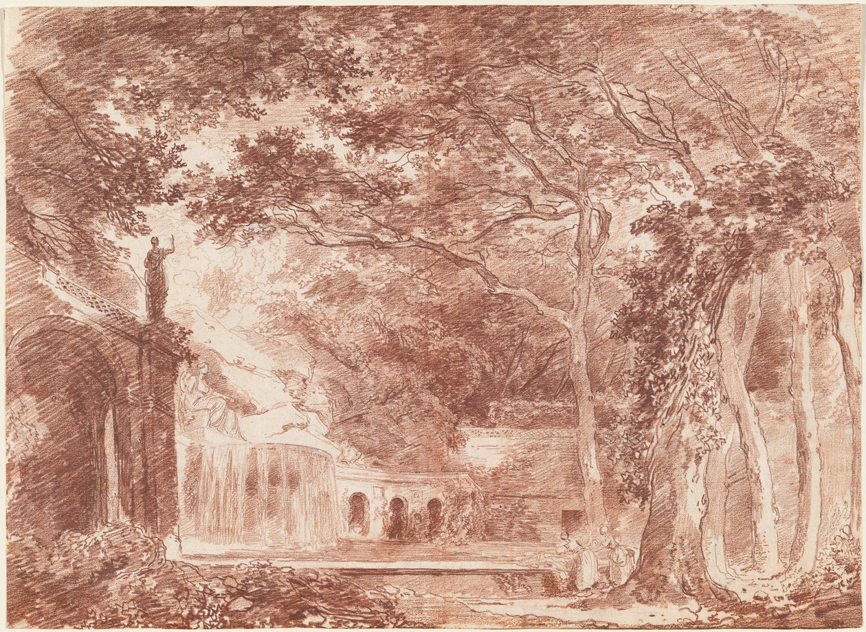 La fuente ovalada en los jardines de la Villa d