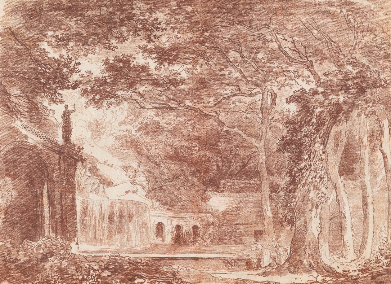 La fuente oval de los jardines de Villa d