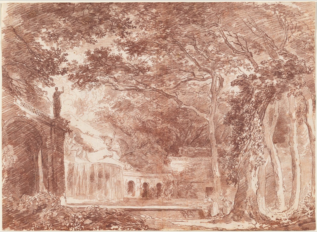 La fuente oval de los jardines de Villa d