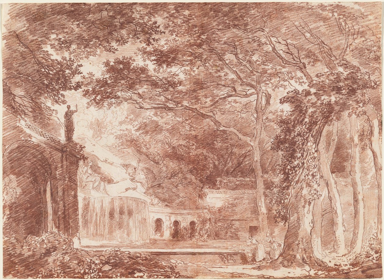 La fuente ovalada de los jardines de la Villa d