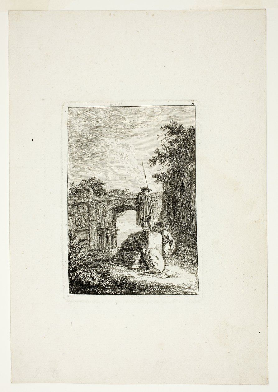 El Arco Triunfal, lámina ocho de Les Soirées de Rome de Hubert Robert