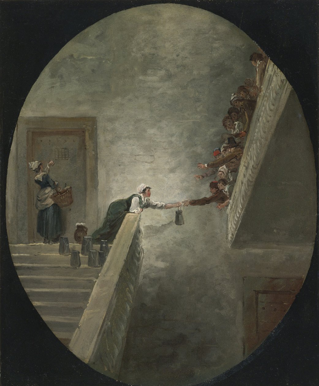 La distribución de leche en la prisión de Saint-Lazare, ca 1794 de Hubert Robert