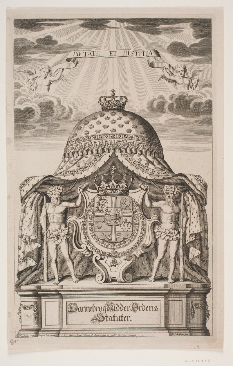 Portada de los Estatutos de la Orden del Elefante de Hubert Schaten