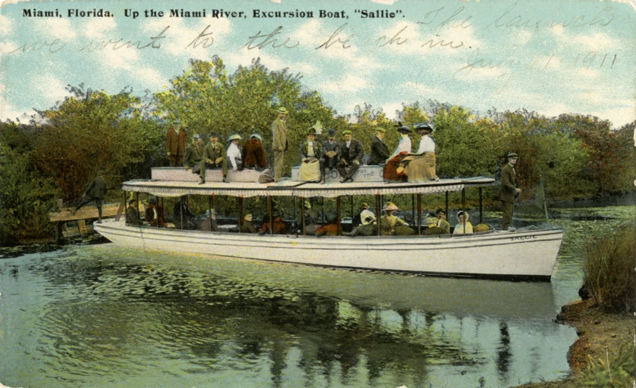 Excursión en el barco Sallie por el Río Miami, c.1910 de Hugh C. Leighton Co.