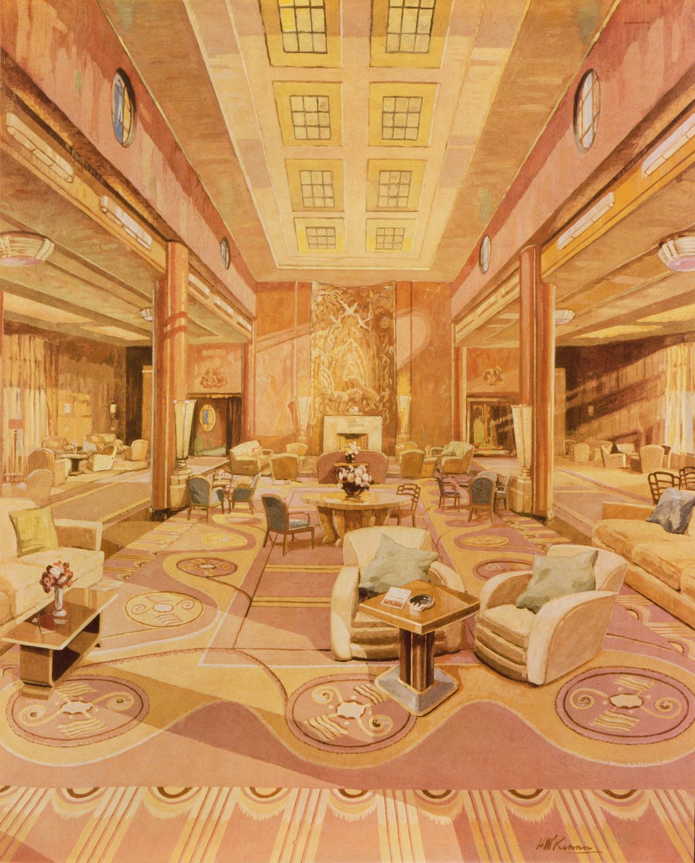 Interior del salón de primera clase en el R.M.S. Queen Mary de Hugh McKenna