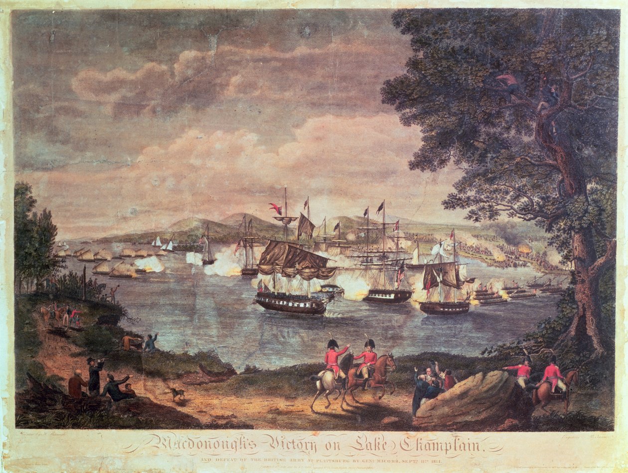 Victoria de Macdonough en el Lago Champlain y derrota del Ejército Británico en Plattsburg por el General Macomb el 11 de septiembre de 1814, 1816 de Hugh Reinagle