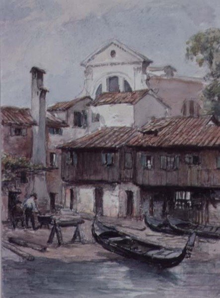 Astillero cerca de la Iglesia de San Trovaso, Venecia de Hugh Carter
