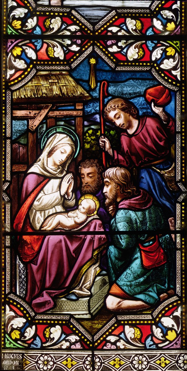 La adoración de los pastores, 1865 de Hugh Hughes